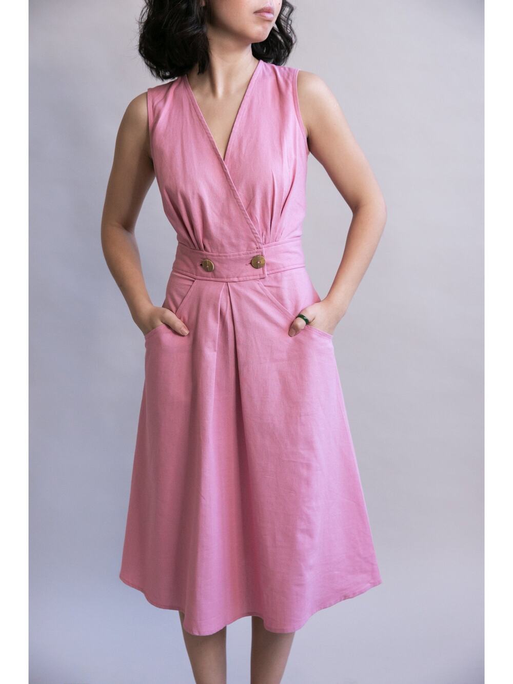 Field Day Winona Apron Dress Precious Pink Large Pockets Sustainable Cottagecore
